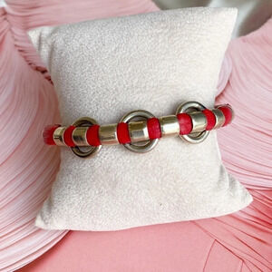 Handmade Leather & Silver Rockstar Cowboy Bracelet